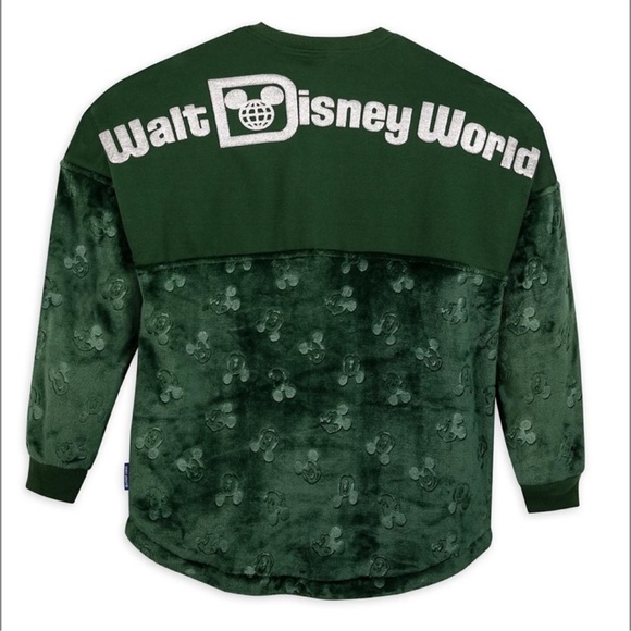 Disney Tops - Disney Spirit Jersey Fuzzy Fleece Forest Green Mickey Glitter Holiday Medium